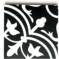 Vista 1 de 8 x 8 Flora Negro Blanco Reverso Porcelana Patrón Moderno Clásico Azulejo de Piso de Pared (1)