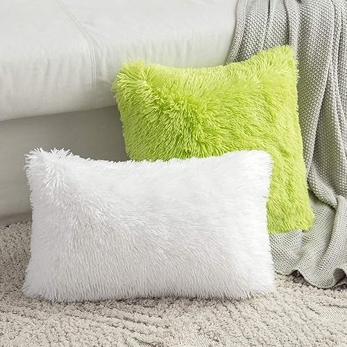 Miniatura 10 de MIULEE - Juego de 2 fundas decorativas, lujosas y afelpadas de pelo sintético para cojines de sofá y dormitorio (12 x 12 pulgadas)