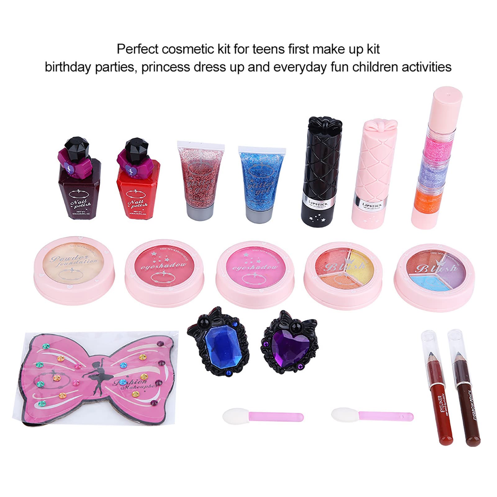 Hidyliu Custodia per Trucchi per Bambini con Fard e Ombretti, Giocattoli Cosmetici Non Tossici per Ragazze, Perfetti per Vestire le Principesse