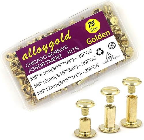 Miniatura 17 de Juego de 90 tornillos de acero inoxidable 304 Chicago de cuero, 7 tamaños de remaches de tornillo de cuero para manualidades, ropa, zapatos