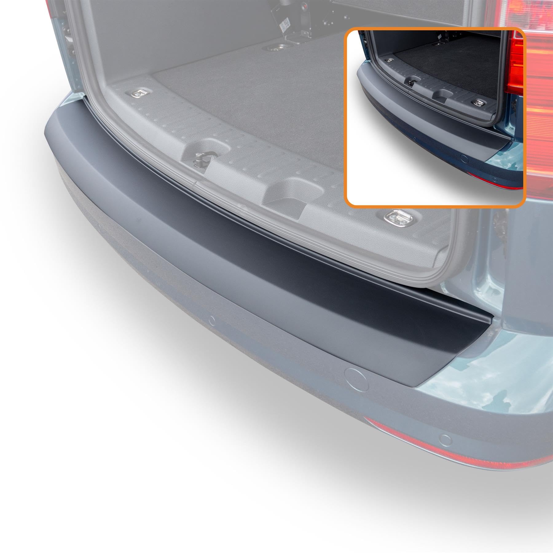 Travall Car Trunk Bumper Protector Compatible with Volkswagen Caddy 2003-15 Caddy Maxi 2007-2015 - Vehicle-Specific Black Smooth Plastic Bumper Protection Against Scuffs and Scratches