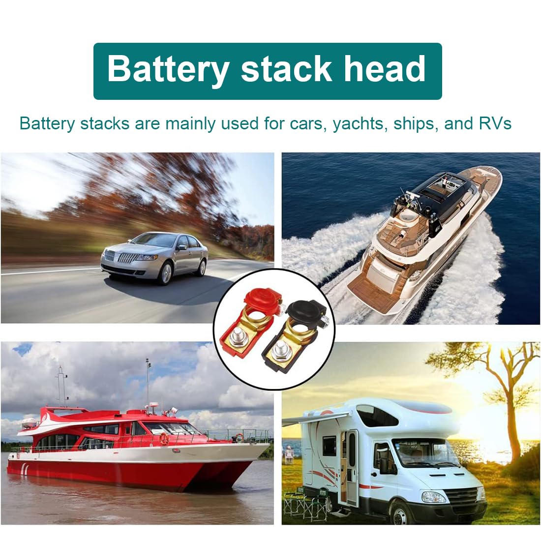 2 Pcs Connettori Batteria a Sgancio Rapido per Auto Camion Barca Morsetti Positivi e Negativi con Coperchio Plastica Rosso e Nero