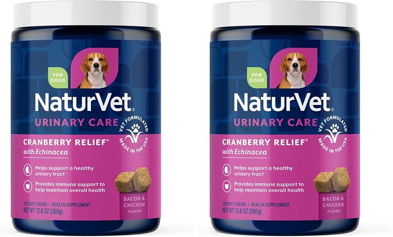 Suplemento fitoterápico para cães NaturVet Cranberry Relief Plus Echinacea, 120 mastigáveis macios, pacote com 2