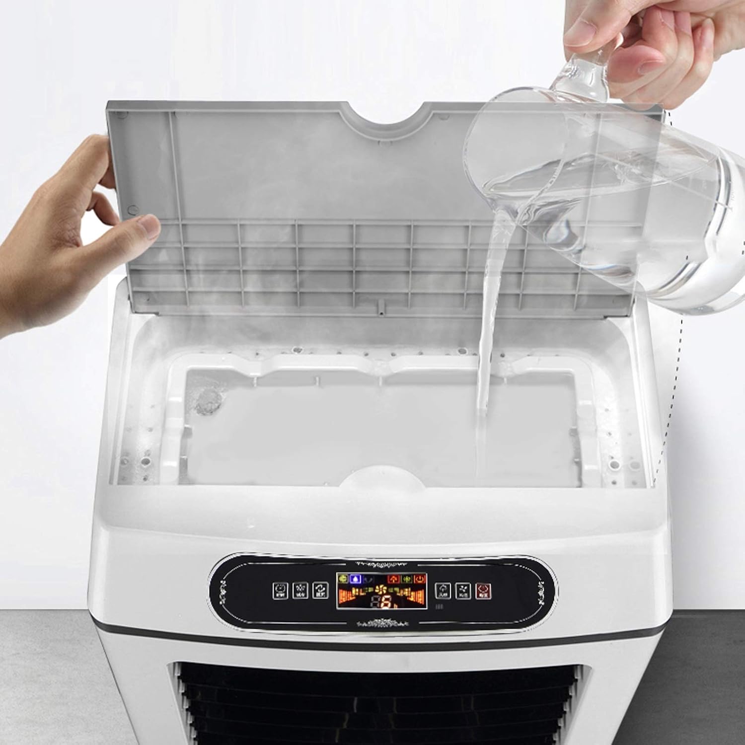 Humidifier Ultra Humidifier for Large Room 35L Top Fillwith Remote LED Touch Display Timing Function and Waterless Auto Shut-Off Mist Humidifier (Color : White) (Silver)