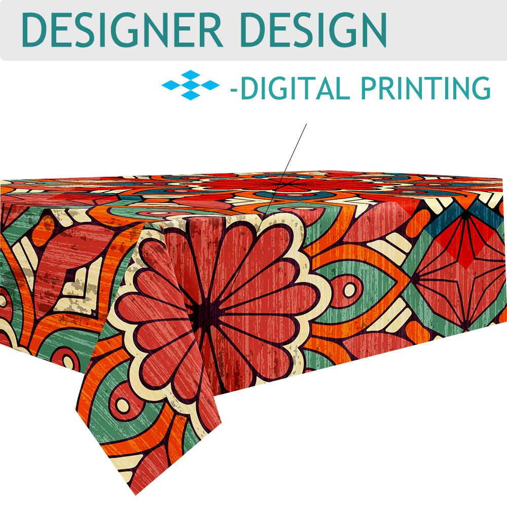 Hiser Tovaglia Antimacchia Rettangolare 140x160 Cm - Impermeabile In Poliestere Con Fiori Gialli Per Cucina E Soggiorno