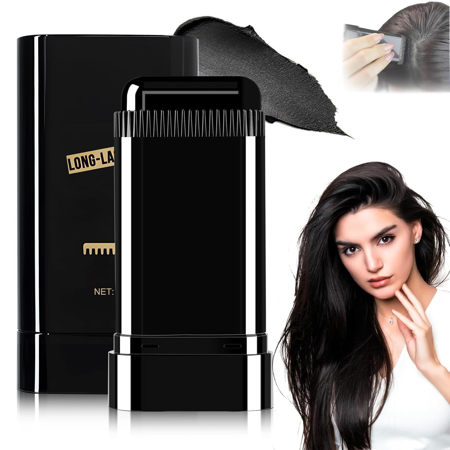 Rare More New Hair Color Comb Stick, Waterproof and Sweat-Proof Instant Hair Dye Stick Grey Hair Coverage for Men & Women, Easy Application (Black)-picture-51