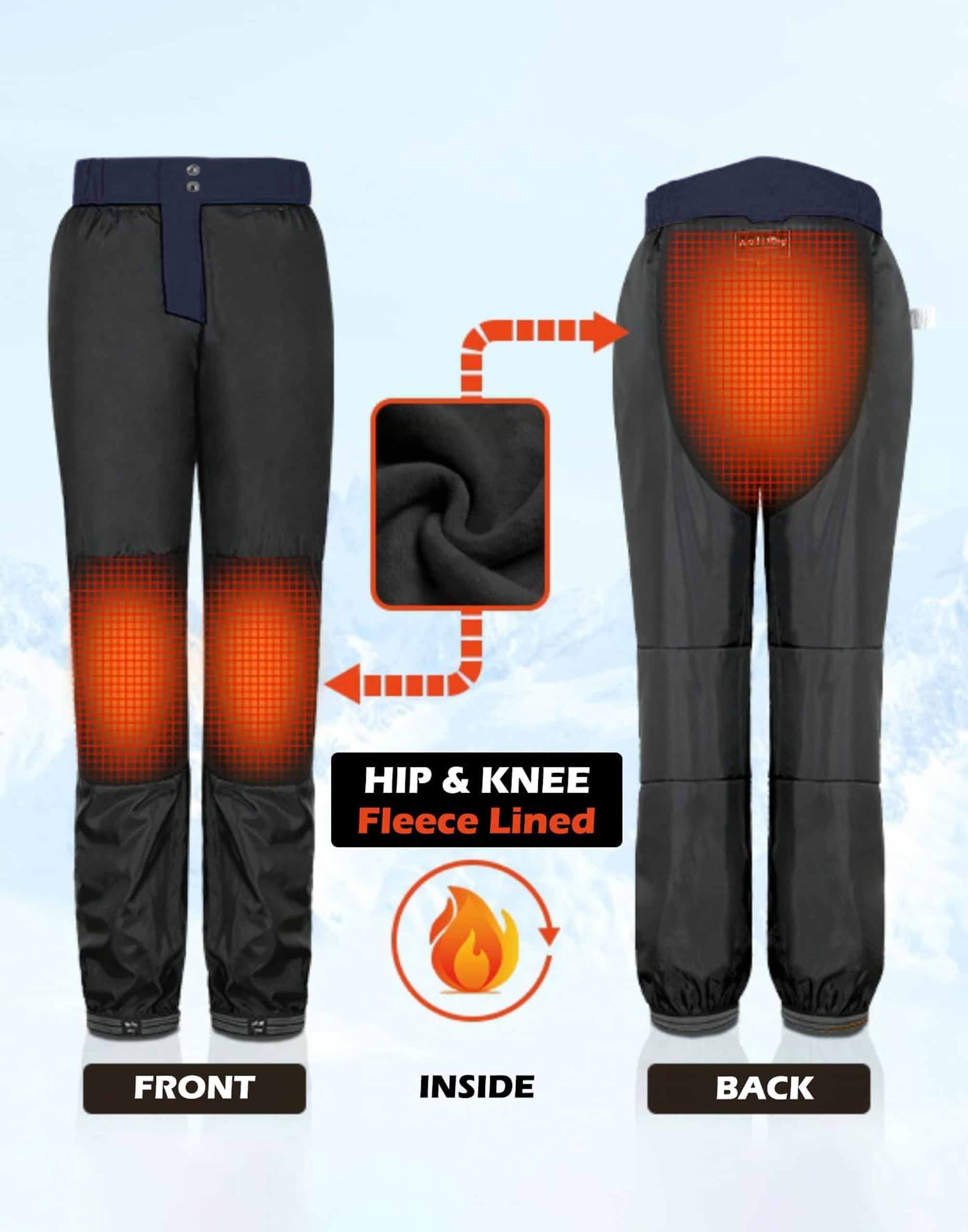 Pioneer Camp Pantaloni da sci da uomo foderati con bretelle, pantaloni da sci, pantaloni da neve, pantaloni da snowboard, pantaloni per attività all'aperto, blu, M