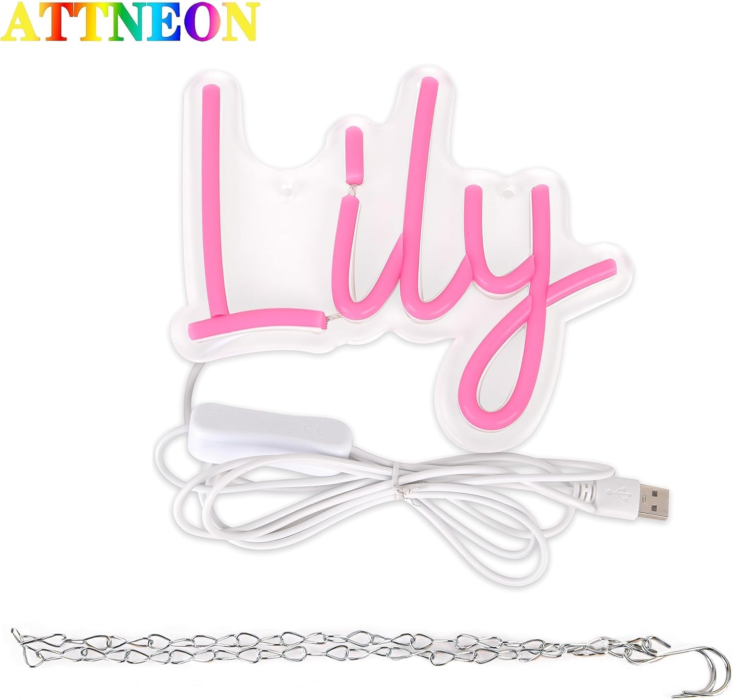 Lily Name Neon Sign for Wall Decor,LED Lily Name Neon Light for Kids Bedroom,Birthday Party Decoration,Neon Sign Lily for Wall Decor,Lily Birthday Decor for Girl,Size 9 * 6.7 inch(JTLD011-08)