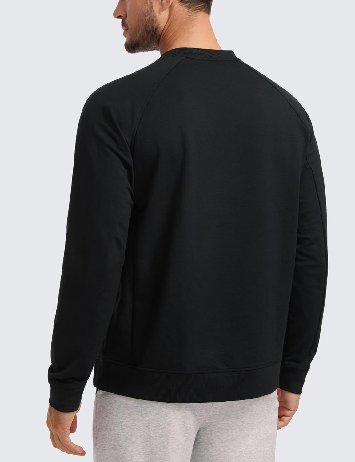 CRZ YOGA Mens Crewneck Sweatshirts French Terry Athletic Workout Sweat Shirts Casual Pullover Tops with Zipper Pocket - Image 2