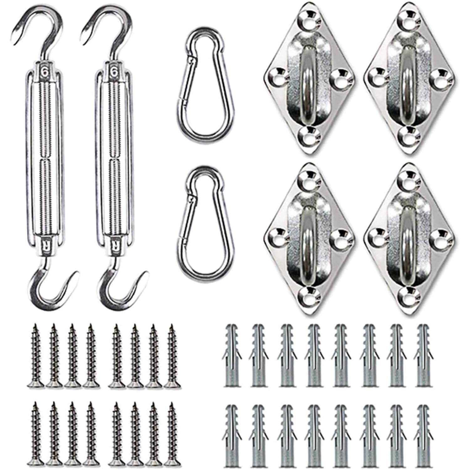 MIYA Sun Shade Sail Hardware 6 inch Heavy Duty Hardware Kit for