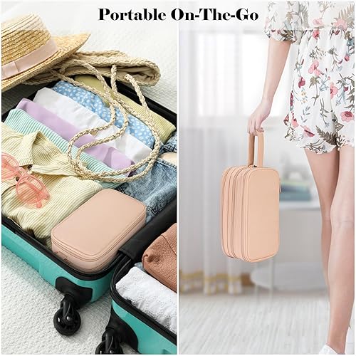 Miniatura 6 de SITHON Neceser de maquillaje de viaje con organizador de almacenamiento de joyas, Oro Rosa, Moda