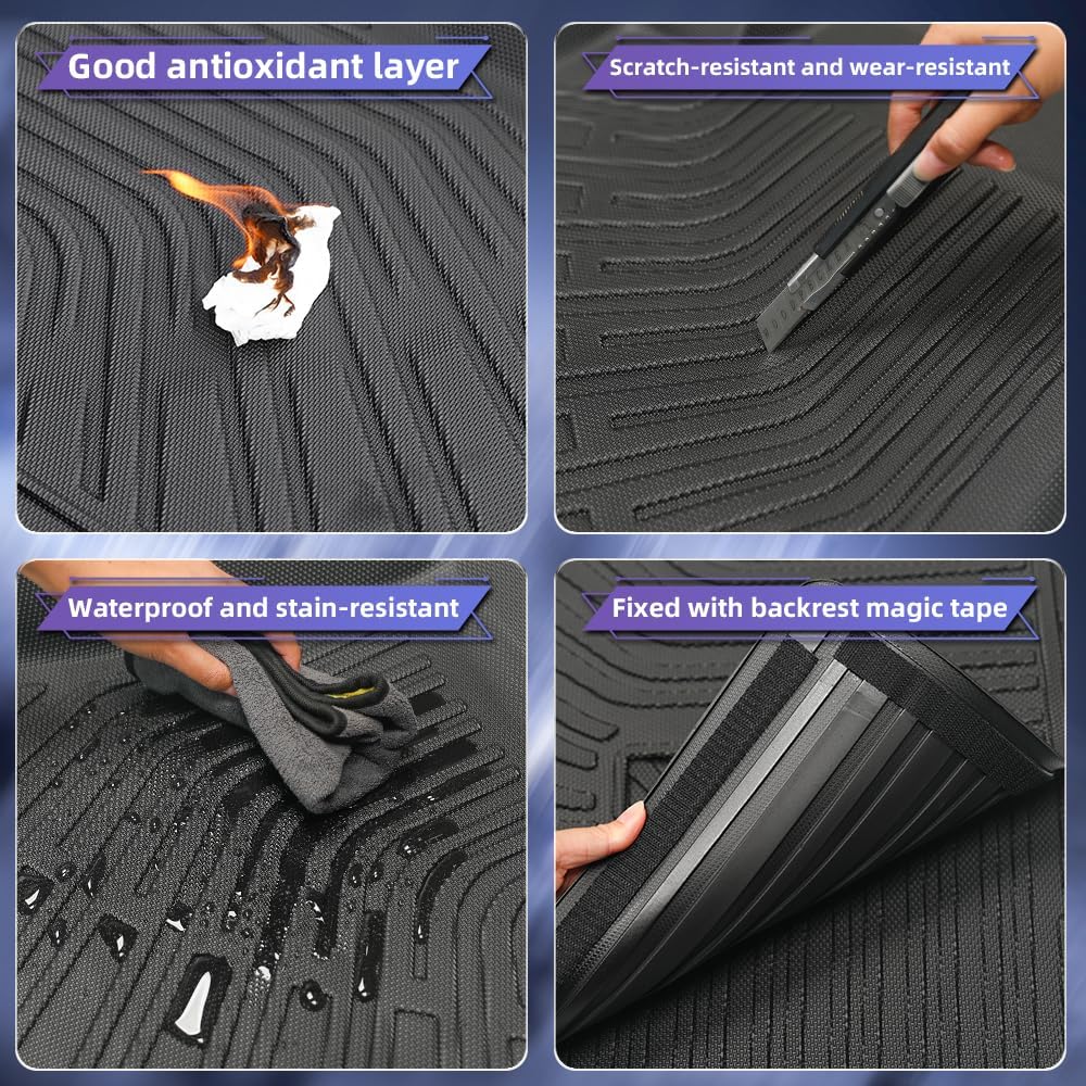 9pcs Floor Mats & Cargo Liner for 2026 Cadillac Vista, Custom 3-Row All-Weather TPE Liners with 2nd & 3rd Row Backrest Mats, Black