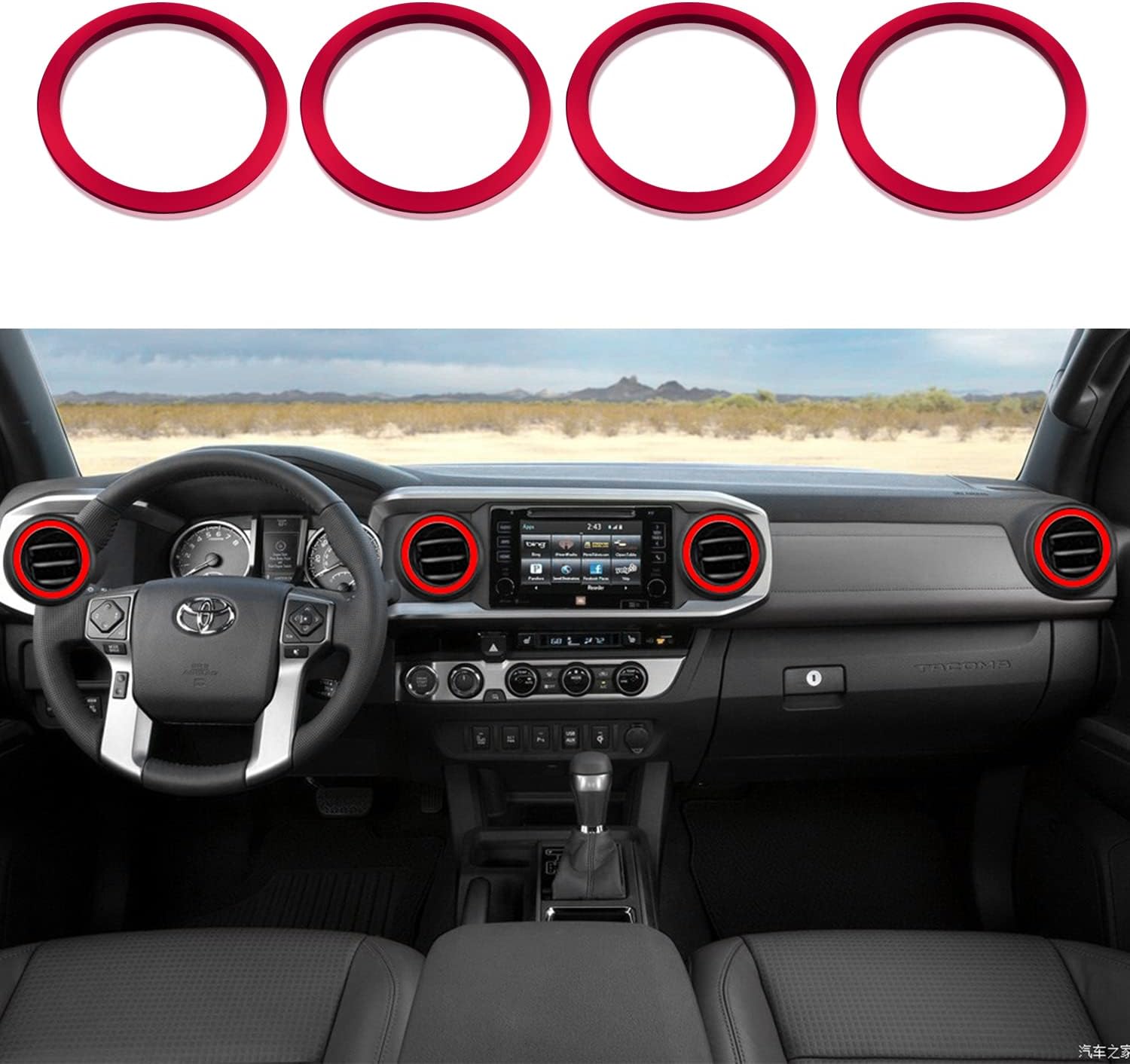Bentolin for 2016-2023 Tacoma A/C Vent Ring Inner Cover Air Conditioning Outlet Trim Decoration Toyota Tacoma Accessories 4 Piece Kit -Red
