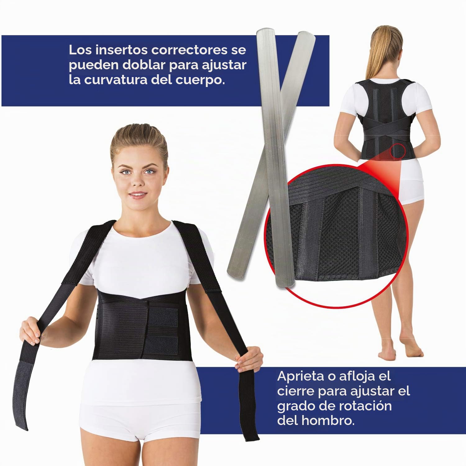 TOROS-GROUP Confort Posture Correcteur et Ceinture de maintien dorsale / 100%-Doublure en Coton - X-Large, Waist/Belly 101-110cm Black