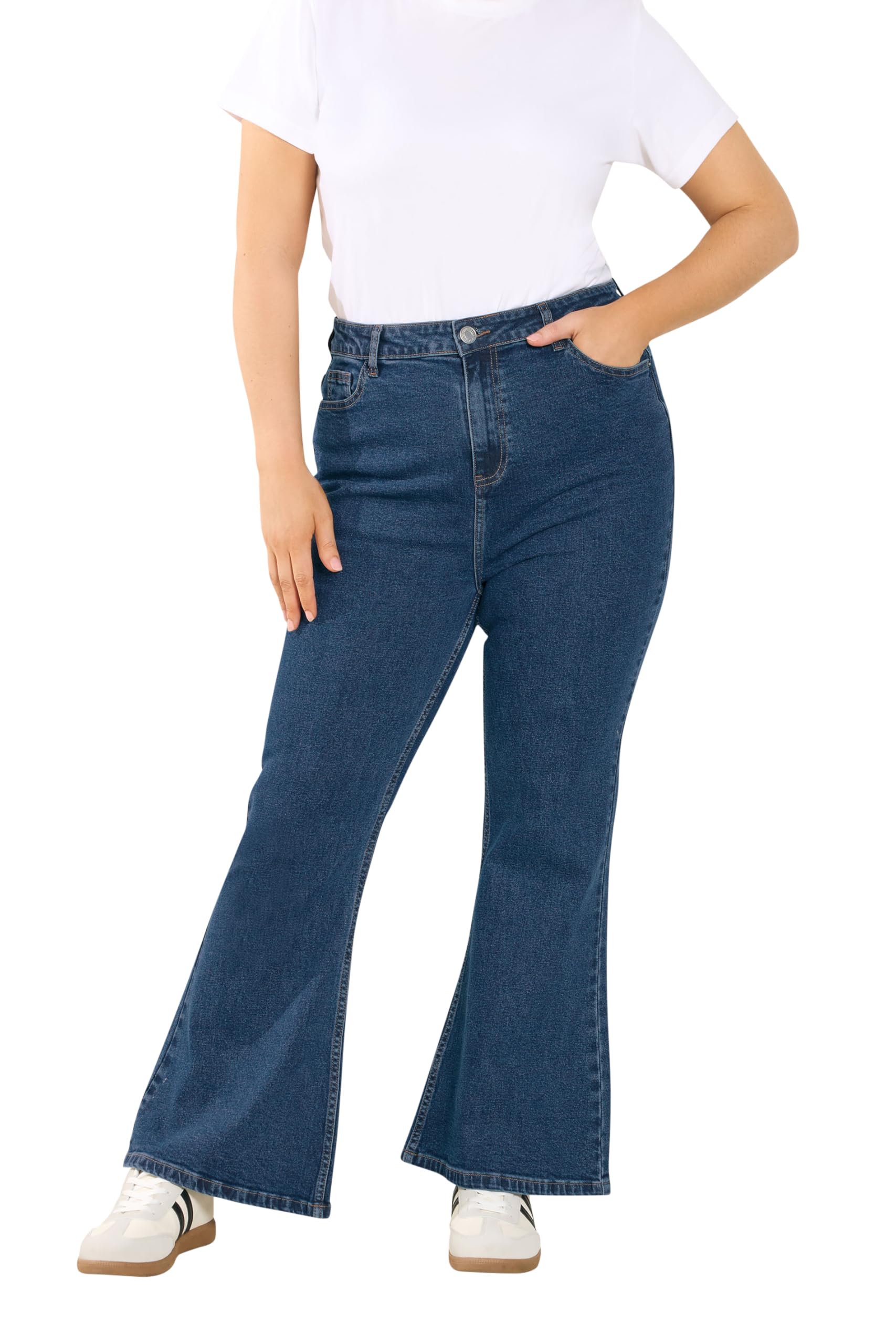 Yours Women's Blue Flare Stretch Jeans In | : 30/32