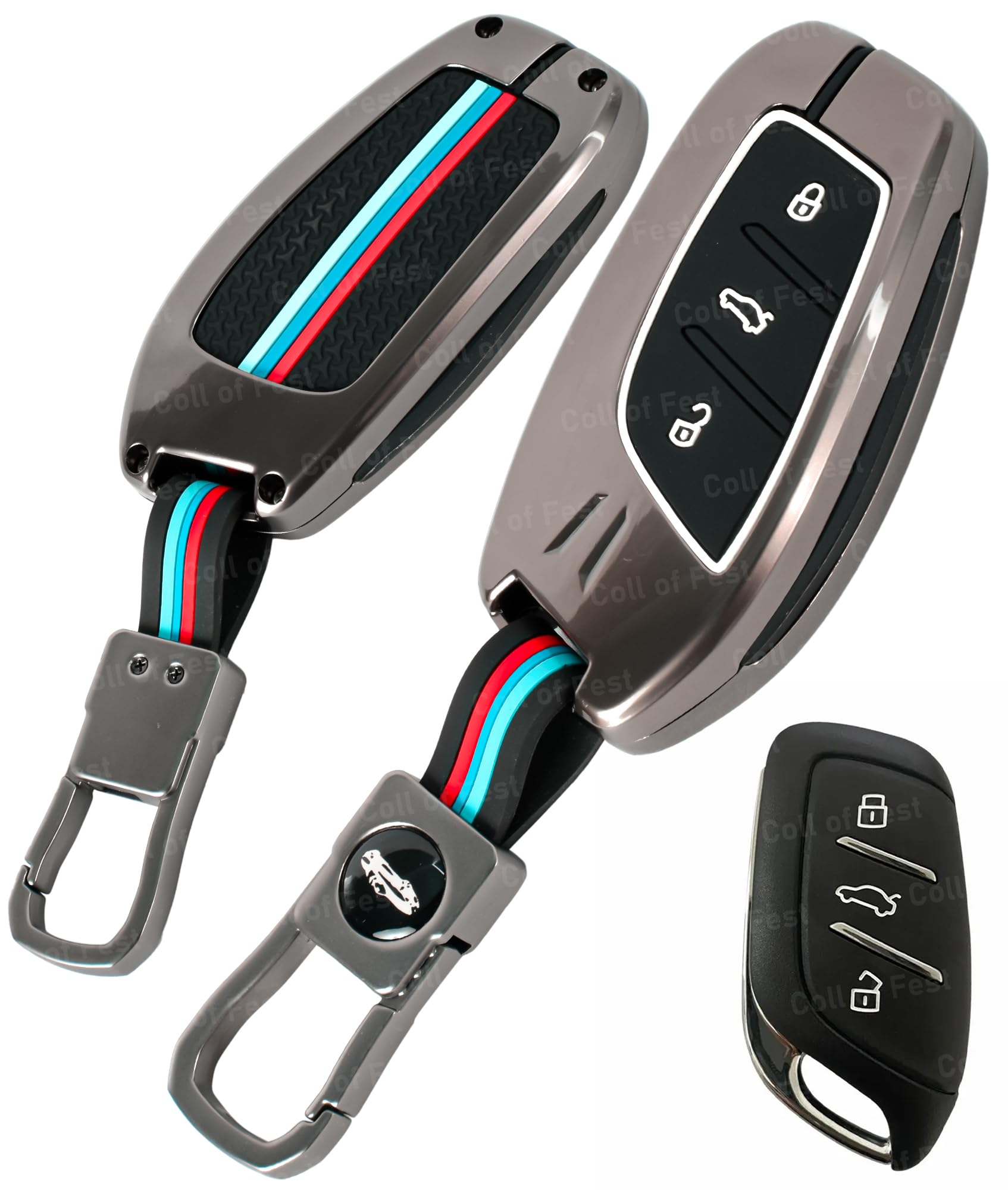 Coll of Fest Metal Silicon Key Cover Compatible with | MG ZS EV Electric | Astor | 3 Button Smart Key Special Feature Visible in Low-Ligh Condition-image-45