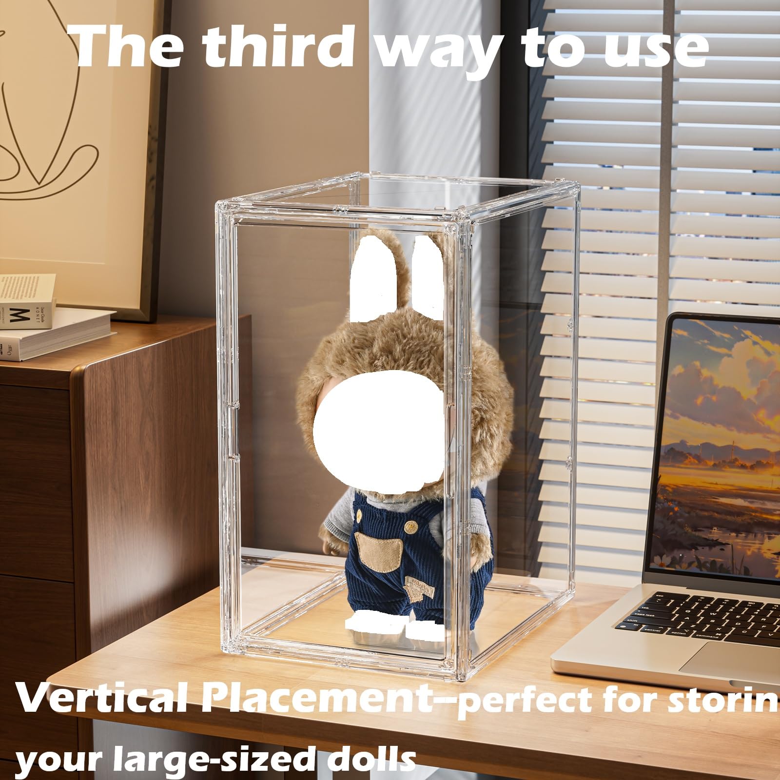 Vetrinetta Espositiva Molto Grande, Vetrina in Plastica Trasparente per Collezionismo, Modelli lego, Figurine, Modellini, Profumi, Antipolvere Impilabile con Porta Magnetica 50×37×29cm