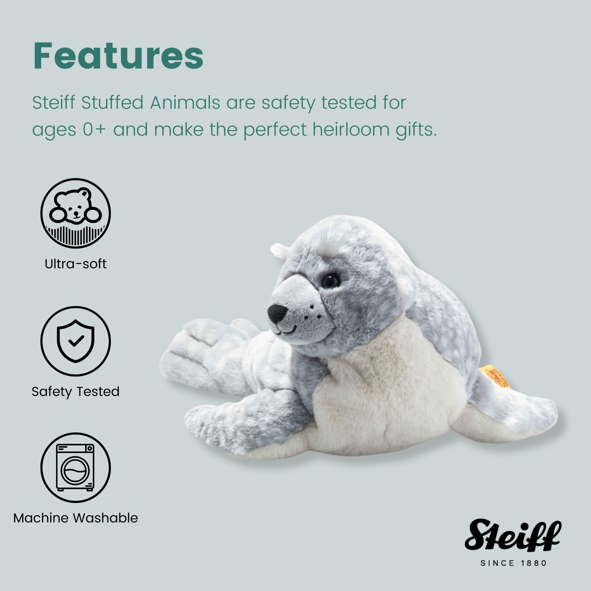 Soft Cuddly Friends Aila Robbe - 40 cm - Kuscheltier für Kinder - weich & kuschelig - waschbar - eisblau (063916)