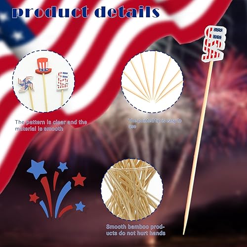 Miniatura 10 de 100 palillos de cóctel de árbol de Navidad con copos de nieve de 4.7 pulgadas de largo, palillos de frutas, sándwich de aperitivo, brochetas de