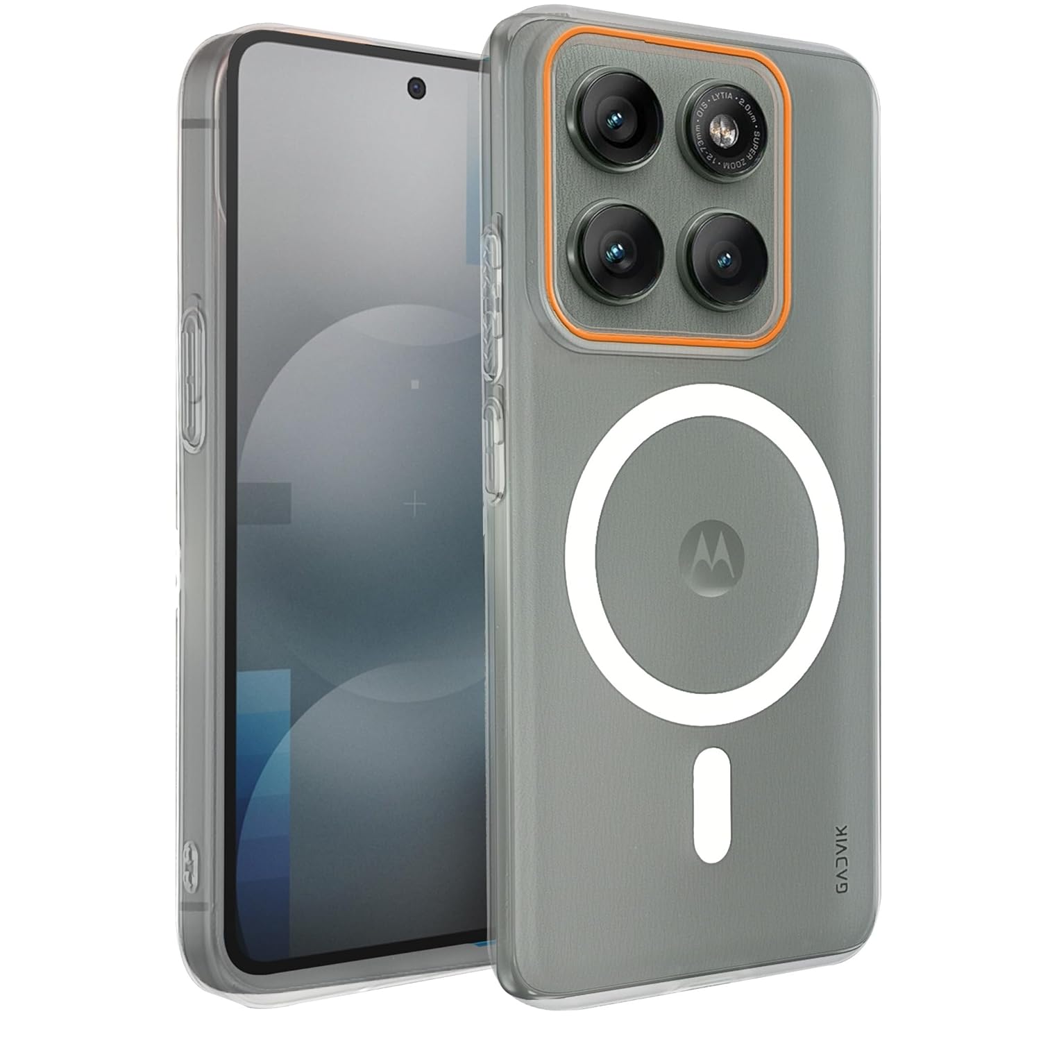 Compatible for Motorola Edge 60 Fusion 5G Frosted Translucent Hard Back | Only Compatible with Wireless Magnetic Accessories | Thin and Slim Magnetic Back Cover (Clear)