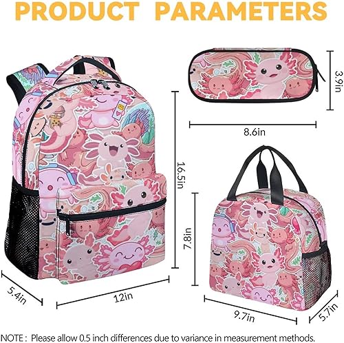 Miniatura 4 de COOPASIA Axolotl - Mochila para niñas y niños, mochila temática de ajolote de 16 pulgadas con correas ajustables, duradera, ligera, Ajolote 4-2,