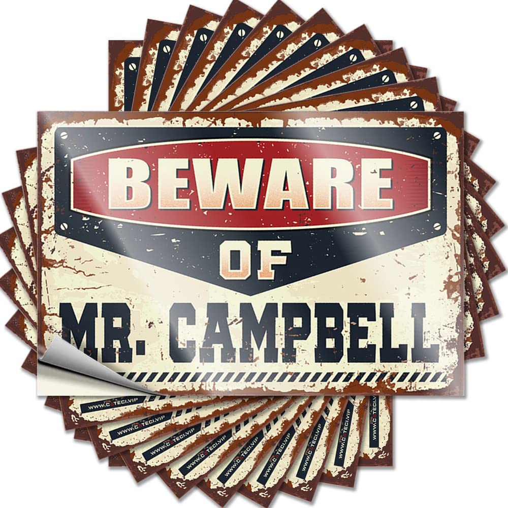 Car Stickers Funny Beware of Mr. Campbell Funny Sticker 10 Pcs Funny Bumper Stickers Inappropriate Stickers(6X9CM)