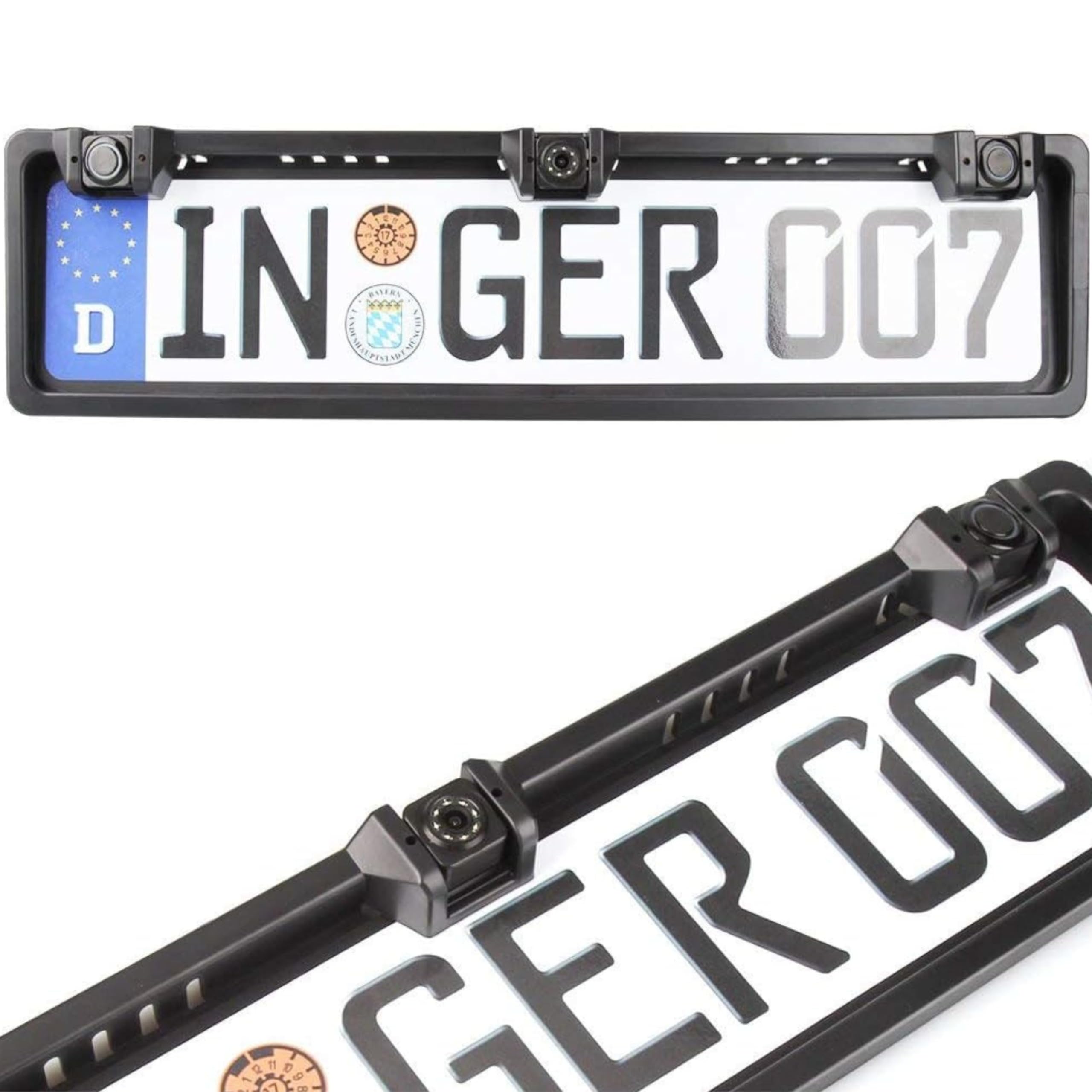 Yasta Portatarga Auto con Sensori di Parcheggio e Telecamera Posteriore Kit Retrocamera e 2 Sensori Universale per Auto, Camper, Camion Assistenza Retromarcia
