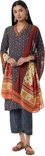BIBA Women Polyester Straight Kurta Narrow Palazzo Suit Set