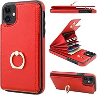 Vista 9 de Folosu Funda compatible con iPhone 11 con tarjetero, rotación de 360°, soporte de anillo de dedo con función atril, protección RFID, bloqueo RFID