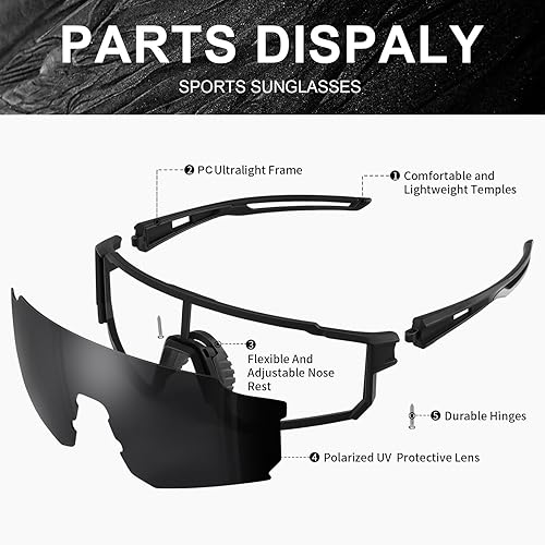 Miniatura 4 de Gafas de sol deportivas polarizadas para hombres y mujeres, lentes de sol de pesca, ciclismo, bicicleta de montaña, béisbol, con protección UV