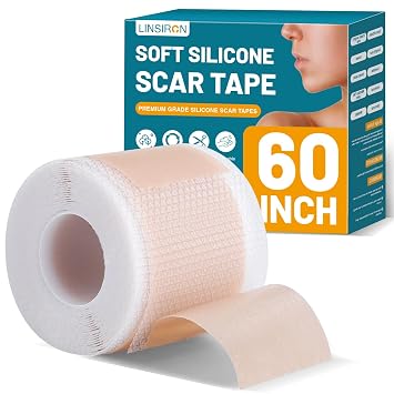 Silicone Scar Tape,Silicone Scar Sheets 1.6"X60" Roll,Reusable Medical Grade Scar Away Silicone Scar Sheets and Face Tape for Wrinkles, Keloid Scars, Hypertrophic Scars