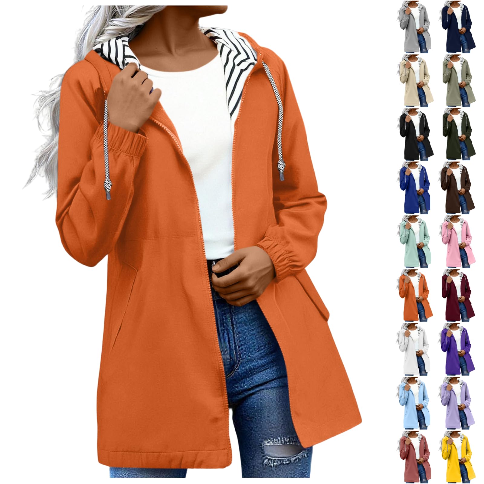 Women's Waterproof Raincoat Lightweight Rain Jackets Hooded Windbreaker