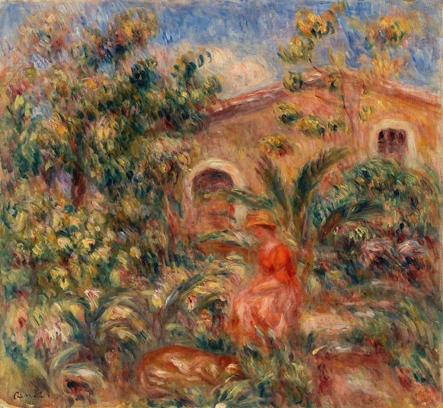 Krajobraz z kobietą i psem (Femme et chien dans un paysage) (1917) plakat wydruk autorstwa Pierre-Auguste Renoir (24 x 36)