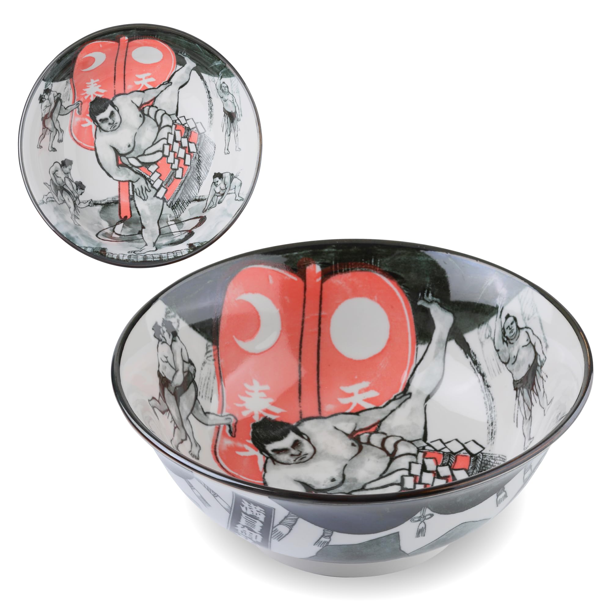 Mino Ware Donburi Bol à nouilles ramen en céramique 20,6 cm 700 ml Motif japonais SUMO