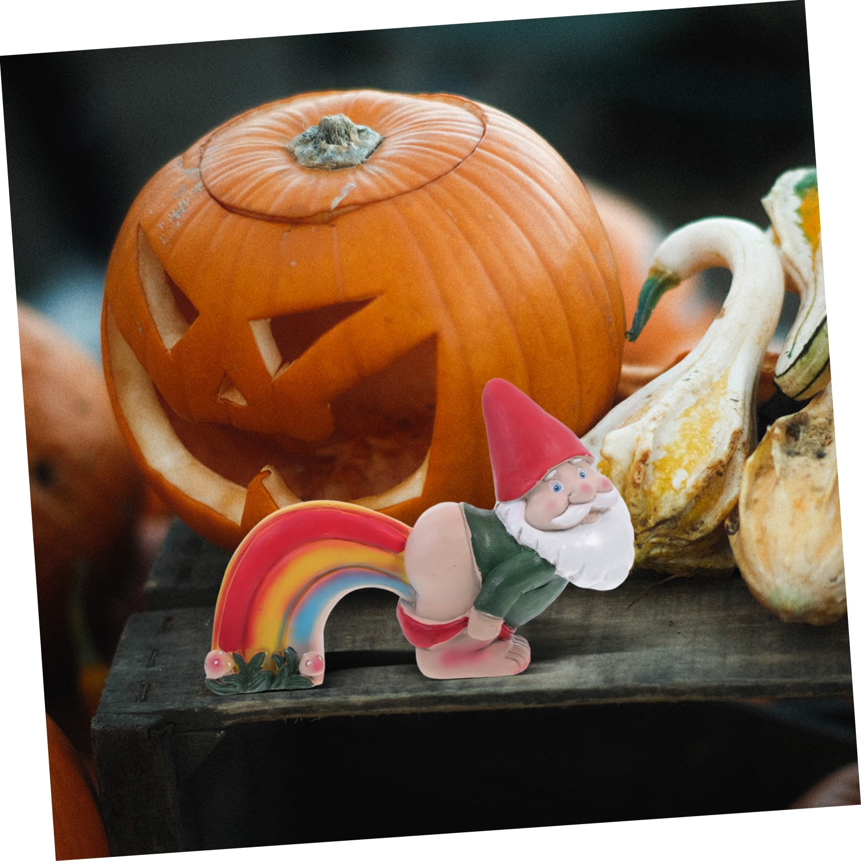 Mipcase 2 Krasnal Ogrodowy z Żywicy Figurka Dekoracyjna Stylu Tęczowym Uroczy Gnome Do Ozdoby Ogrodu i Wnętrza Idealny Halloween i Przyjęcia