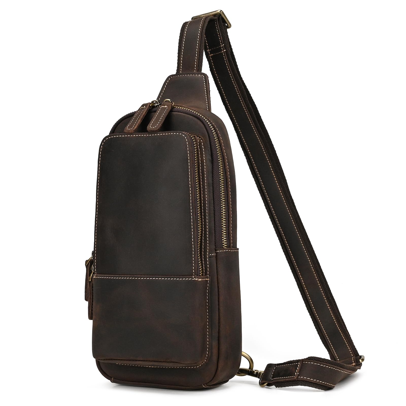 Borse Petto Borsa Crossbody Pelle Zaino Spalla Monospalla Pelle Marsupio Zainetto Piccolo Sling Bag Borsello a Tracolla per Uomo Viaggio Trekking Camminare