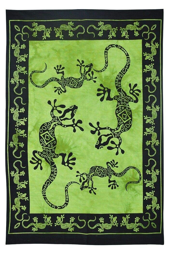 AVA Collections Green Lizard Iguana Reptile Poster Hippie Decor Tapestry Cotton Wall Hanging Bohemian Art Psychedelic Small Hippie Rasta Wall Poster 30x40 inches (Green, Lizard)