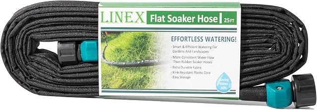 LINEX Garden Flat Soaker Hose 1/2" x 25 ft Drip Hoses Heavy Duty Save Water