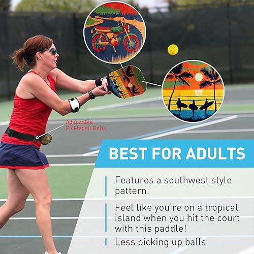 Miniatura 3 de Juego de 4 palas de pickleball con 4 paletas de tilo de alta calidad de 9 capas y 4 bolas de pickleball, 2 cintas de agarre y 2 cinturones de