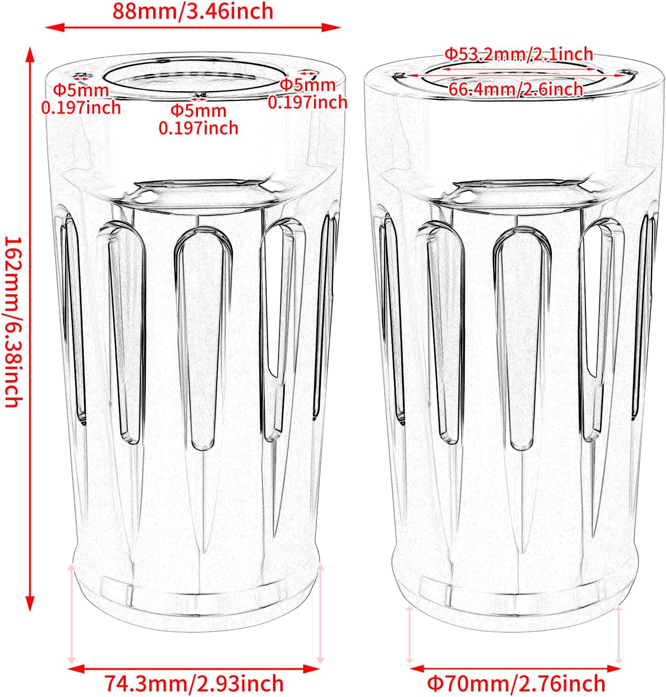 Motorcycle Upper Fork Boot Slider Covers Protective Shells Compatible with Harley Touring Street Glide Road King Electra Glide Trike Models 1980-2024 (Chrome)