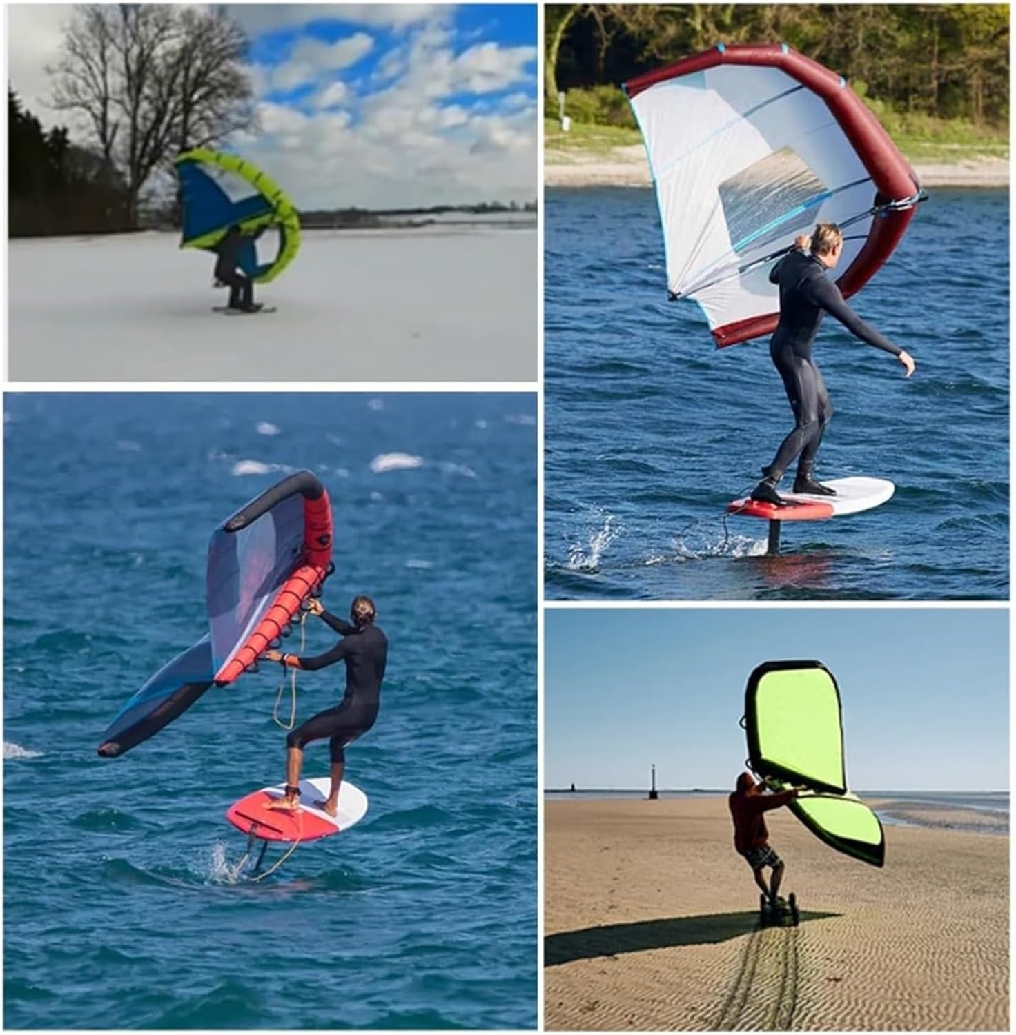 Portable Windsurfing Inflatable Wing, Handheld Kitesurfing Kite, with Two Window Design,for Wind Wing Foiling, Surfing