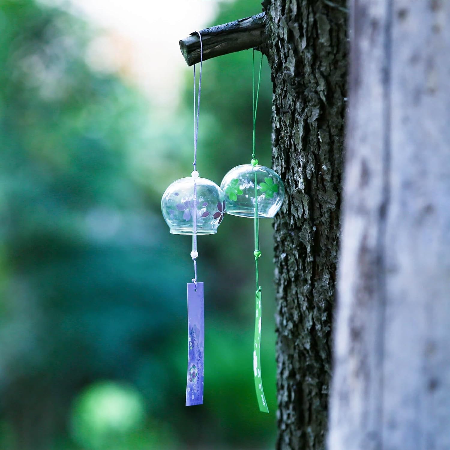 Handmade Glass Wind Chimes with Blessing Card