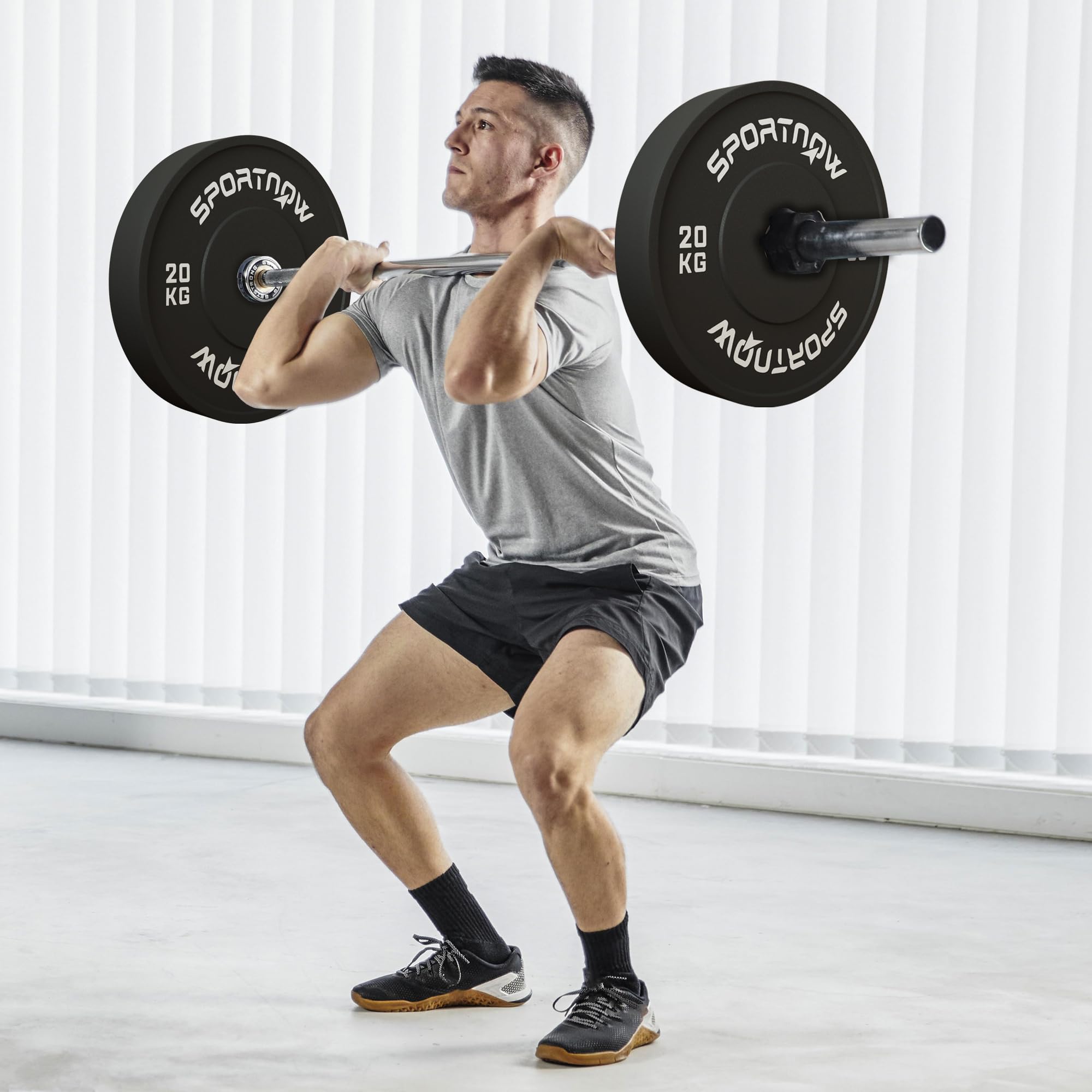 SPORTNOW Set 2 Dischi Pesi 2x5/10/20 kg in Gomma, Dischi per Palestra e Casa con Foro da 5 cm per Manubri e Bilancieri