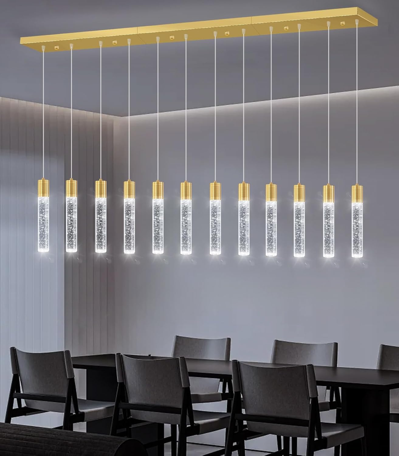 Modern Crystal Chandeliers LED Pendant Light for Kitchen Island Dining Room Entrance Foyer Living Room 6000K Gold