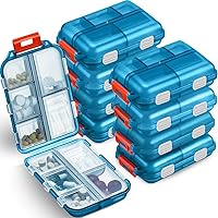 Vista 1 de Meekoo Organizador de pastillas de viaje, 8 unidades, portátil, de bolsillo, contenedor diario, contenedor pequeño, medicina, viajes, con 10