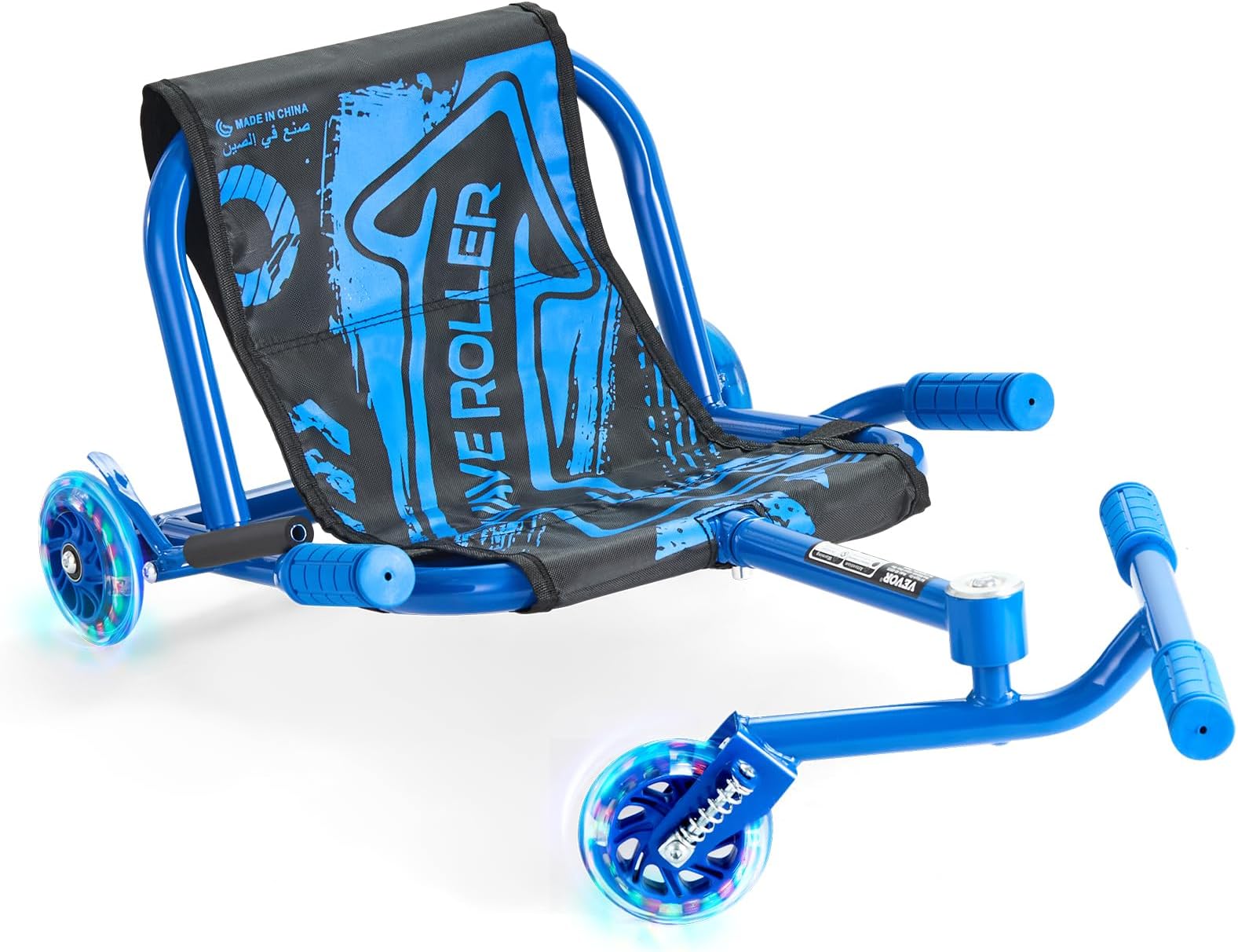 VEVOR Ride-on Scooter, 132 lbs Load Capacity, Swing Side-to-Side for Amazing Ride, Powered by Zig-Zag Motion, Drifts on Any Hard Surface, Ages 4+, Blue