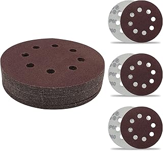 25PCS 5 Inch Sanding Discs Hook and Loop 60 Grit Sanding Pads, 8 Hole Orbit Sander Pads Round Sandpaper Discs for Random Orbital Sander