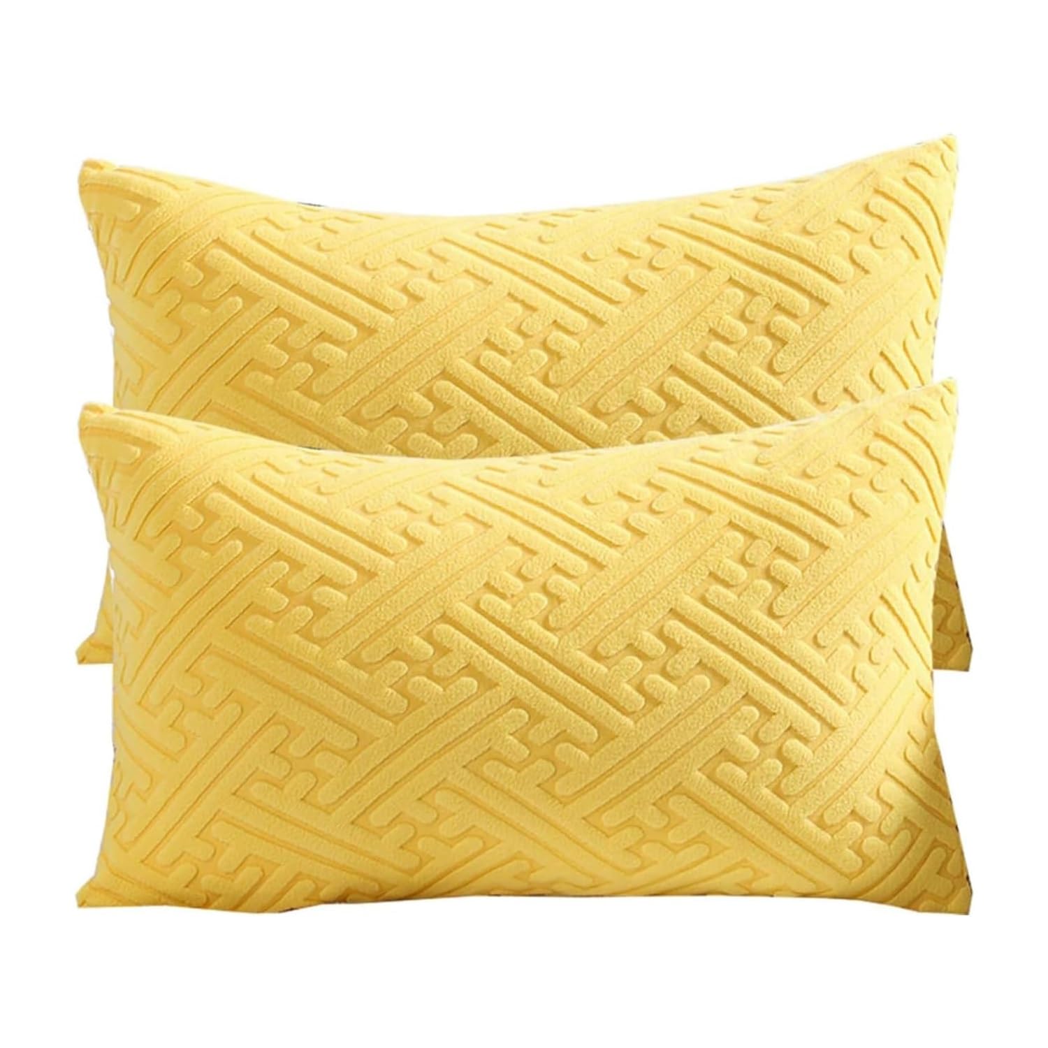 Housse de coussin en velours 80x60 cm lot de 2 doré à motif géométrique