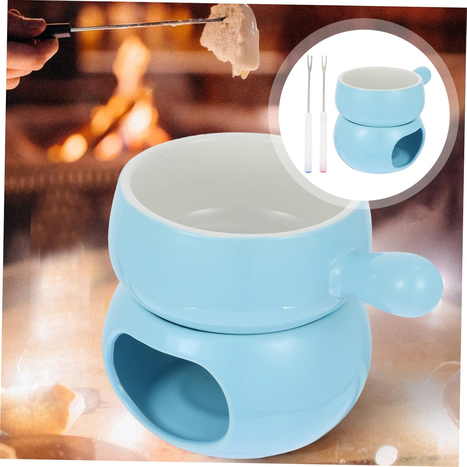 Ciieeo 1set Ice Cream Hot Pot Set Cheese Fondue Ceramic Melting Pot Electric Fondue Chocolate Cheese