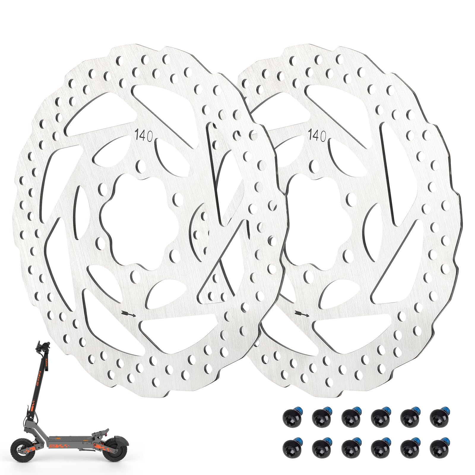ulip Lot de 2 disques de frein pour scooter - 140 mm - Avec 12 vis - Convient pour scooter KuKirin G3, G2 Master, KUGOO G4